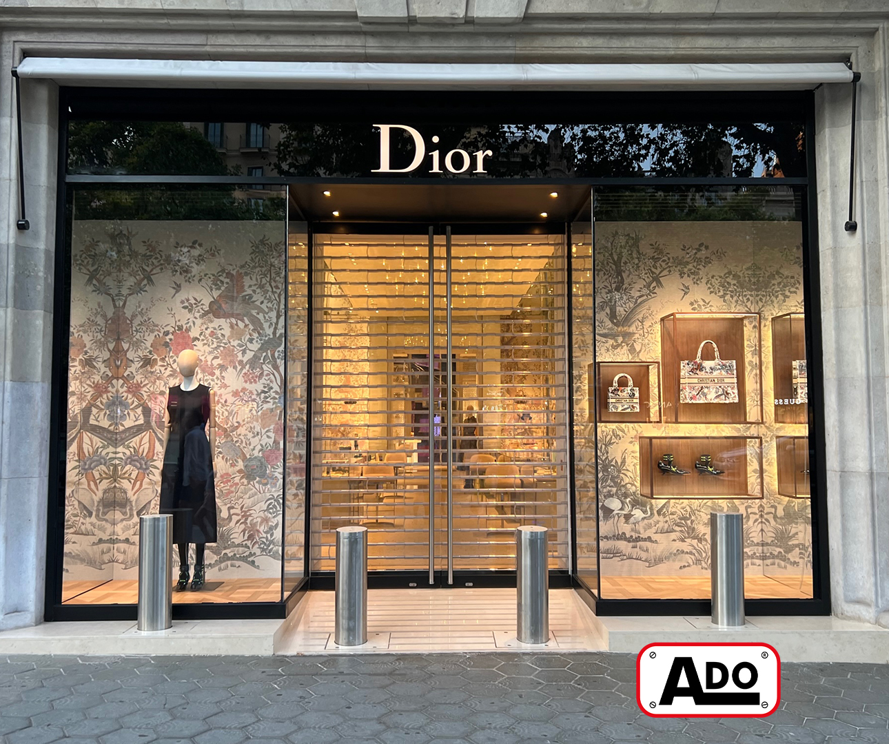 Security bollards installed in Dior Barcelona luxury store