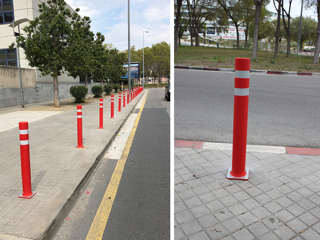 A-Flex bollards with DT plate  installed in Badalona