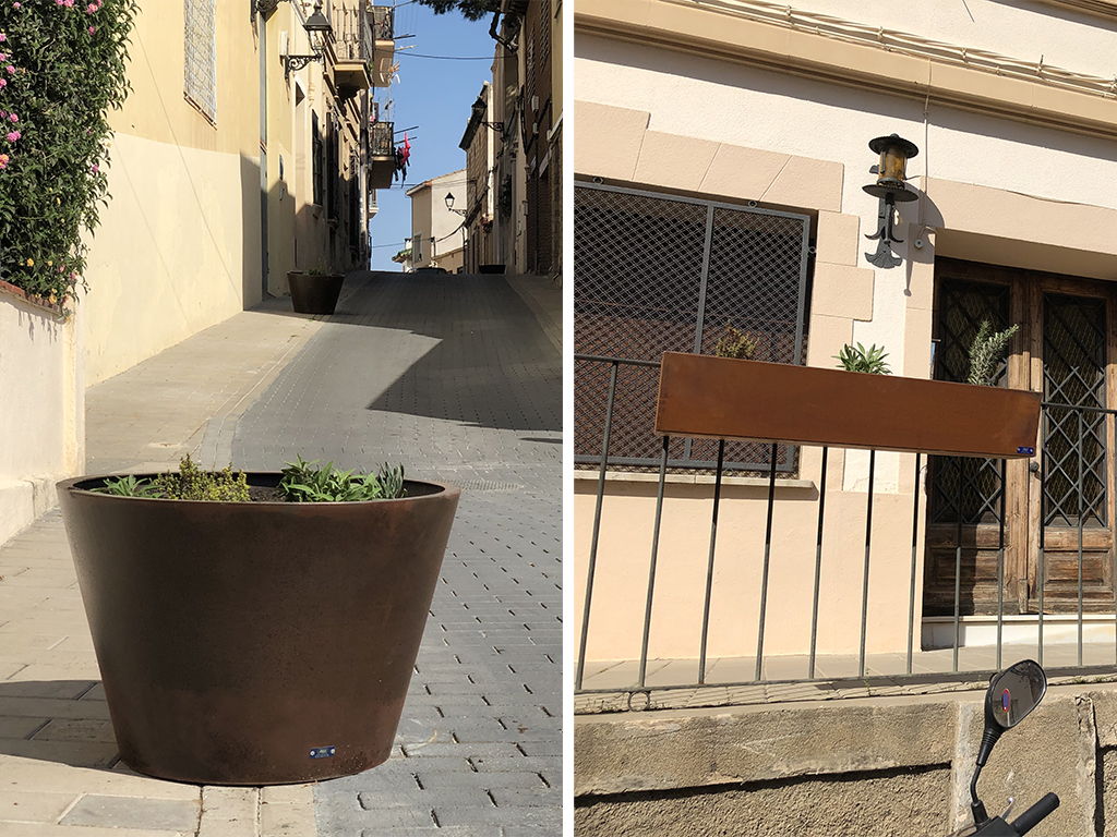 Flower pots in galvanized steel