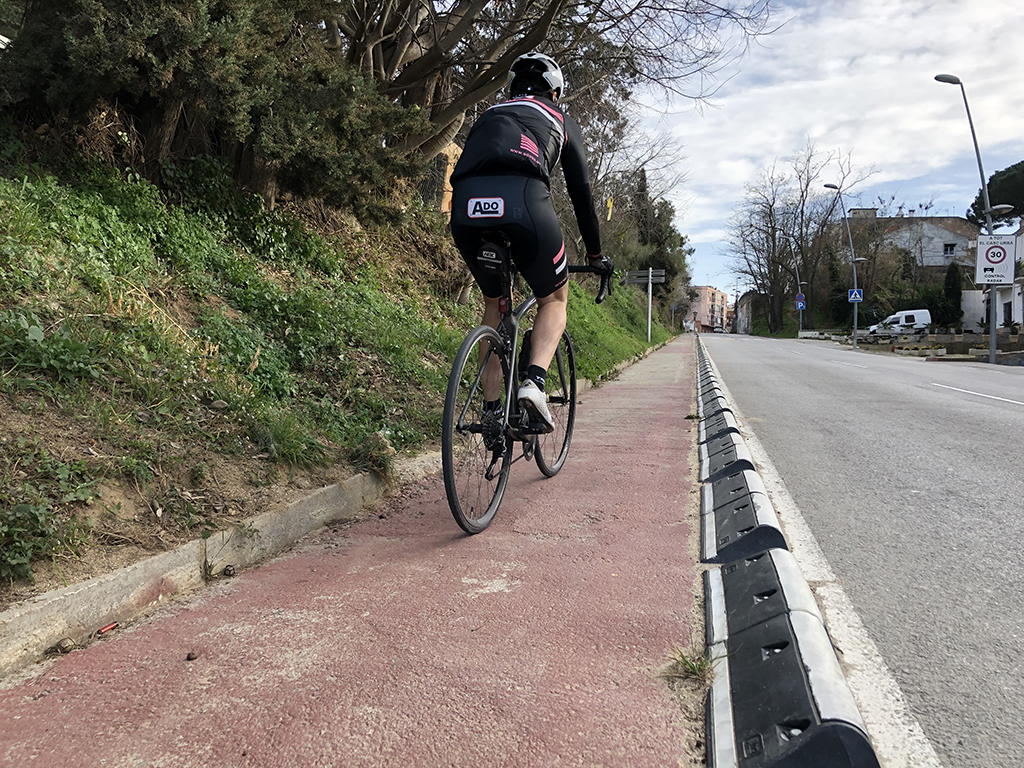Bike lane road separator in Argentona