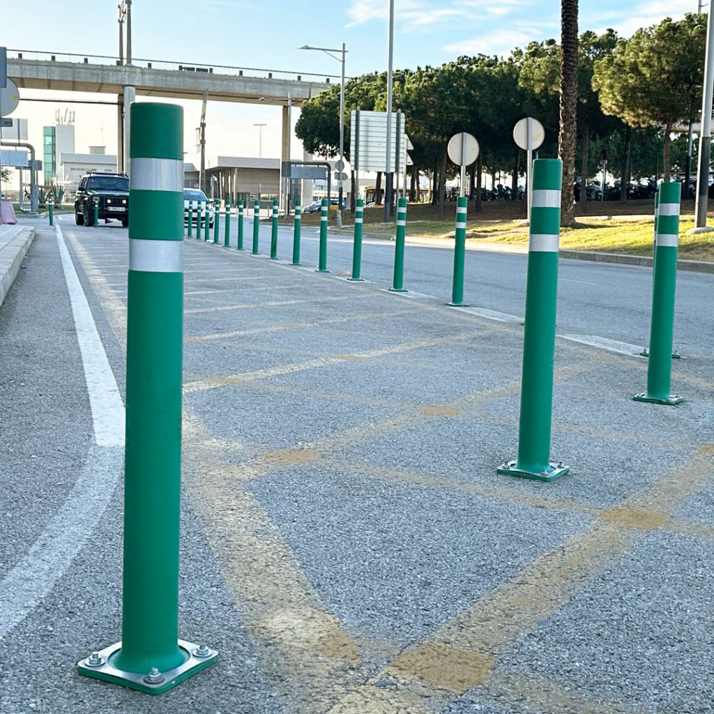 Flexible bollards at Barcelona Airport