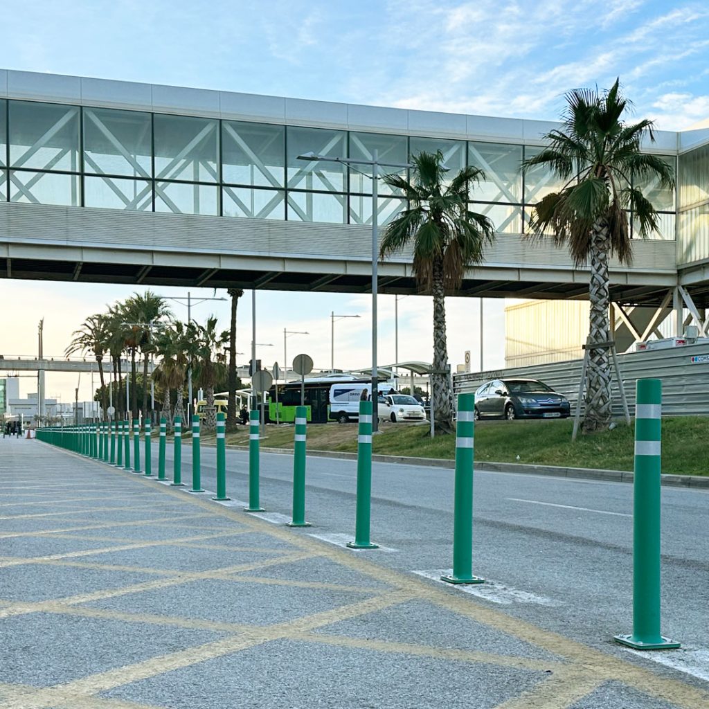 Flexible bollards at Barcelona Airport