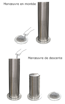 ejemplo maniobra subida y bajada pilonas escamoteables