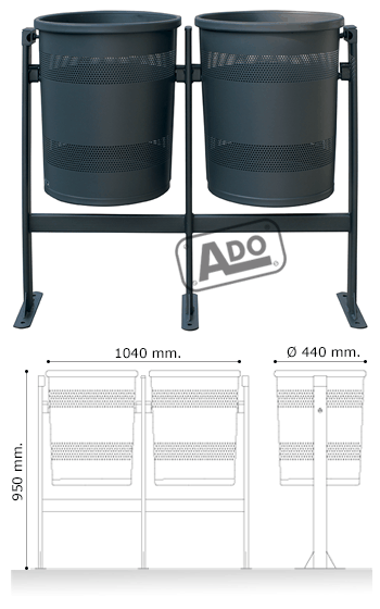 cestino portarifiuti acciaio barcelona doble