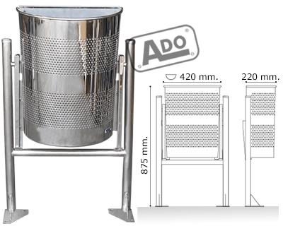 cestino portarifiuti semicircu acciaio inoxidable