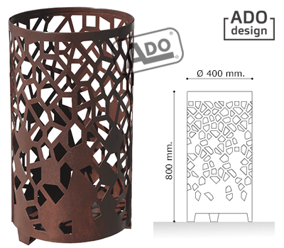 cestino portarifiuti acciaio corten stone