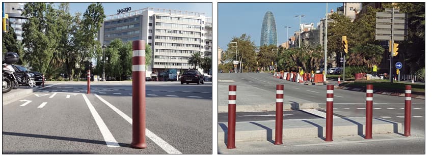 installazione a barcellona dissuasori fissi a-resist dt pista ciclabile