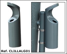 portacenere per cestino portarifiuti laccato grigio
