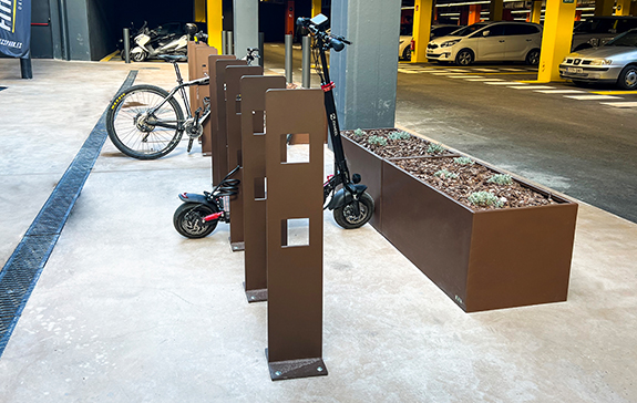 bicycle parking corten imitation installed