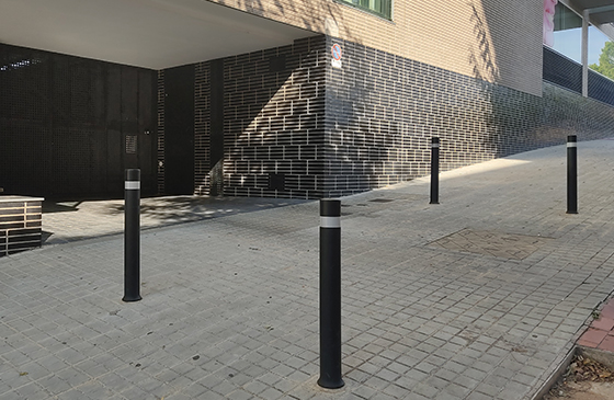 black a-eco bollards installed parking exit