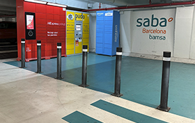 black semi-flexible bollards installed