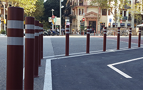 flexible a-flex dt cycle lane bollards installed