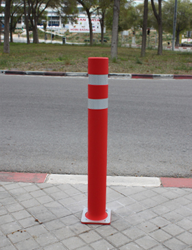 flexible bollards with plate installed DT