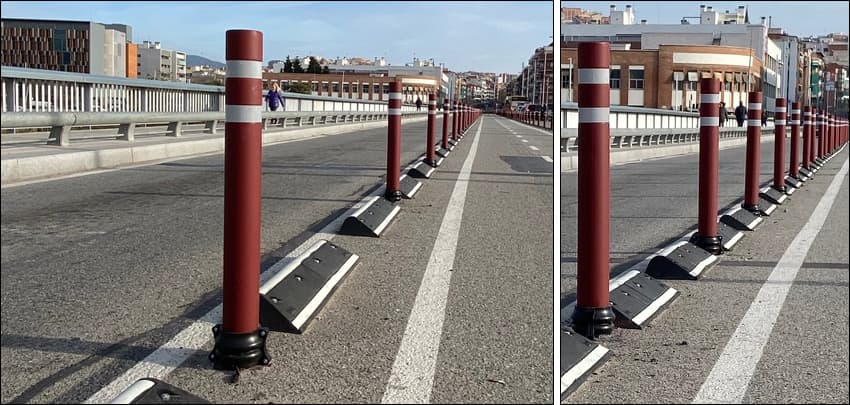 bollards A-Flex DT bike lane with screw to screw to the ground installations