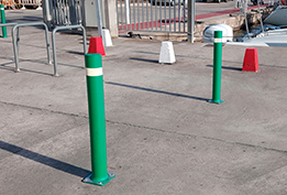 aflex flexible bollards with plate installed