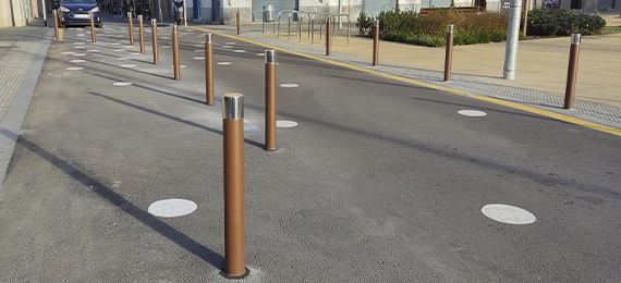 cube bollard installed