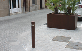 city corten bollard installed