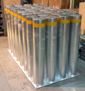 galvanized bollard with reflective tape