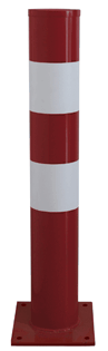 red and white helmet bollard