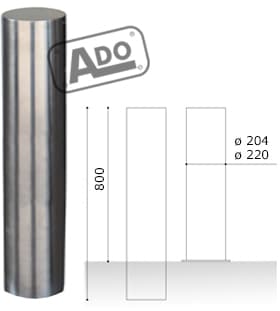 stainless fixed bollard diameter 204