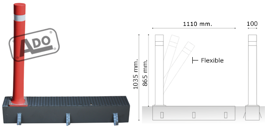 folding manual retractable bollard stc a-flex