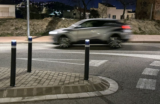 A-FLEX solar LED illuminated bollards installed.