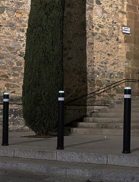 A-FLEX solar LED illuminated bollards installed.