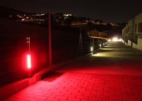 urban bollard with vertical leds installed