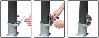 removable bollard city padlock installation