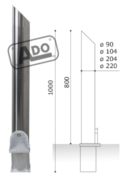 Tecor removable stainless bollard diameter 104 flute cut