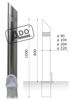 stainless tecora flute cut bollard with strip