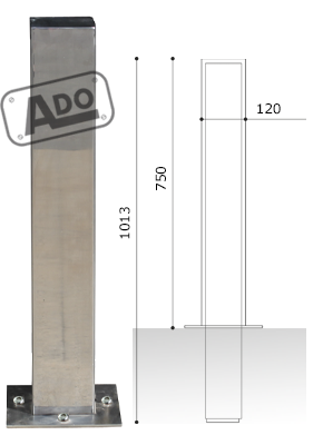 Stainless steel square fixed security bollard