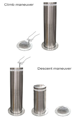 Example of maneuver for raising and lowering retractable bollards