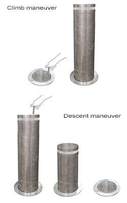 example of maneuvering up and down retractable bollards