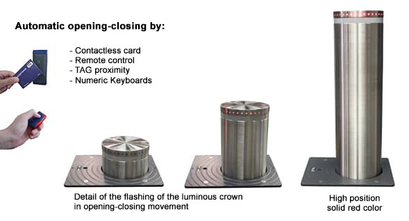 automatic bollard closing opening with luminous crown