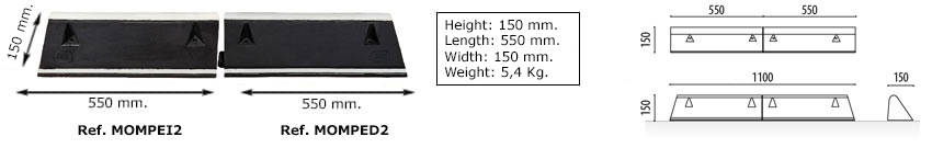 Asymmetric road separator parts measurements