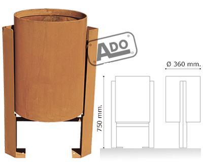 litter bin argos corten steel