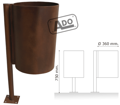 corten steel litter bin mallen