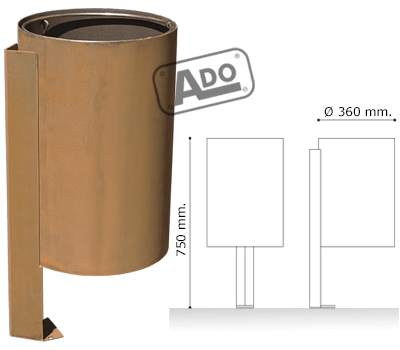 litter bin steel corten pindo