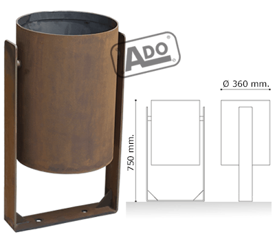 corten steel litter bin reto