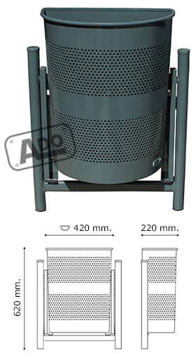 semicircu wall bin gray lacquered iron