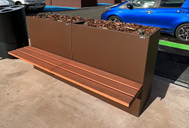 steel planter bralla installed shopping center