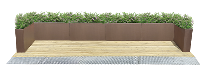 parklets plataformas modulares con jardinera