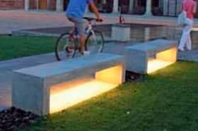concrete bench with lower light