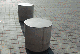 Concrete bollards installed at Atletico de Madrid by Ado
