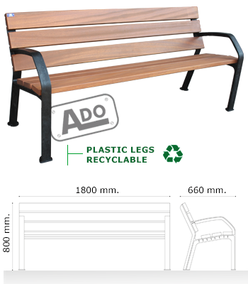 wooden bench with plastic legs dawn