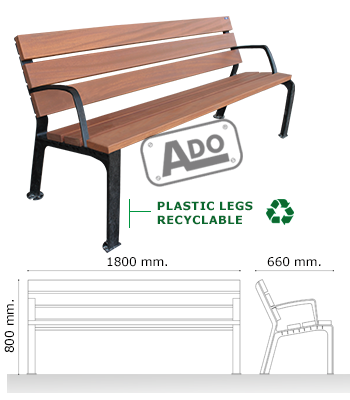 wooden bench with nightfall plastic legs