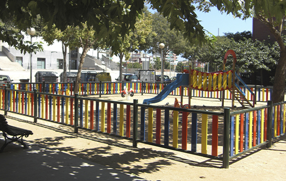 colored metal fences park