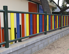 colored metal fences park